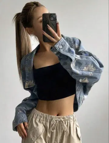 Dazy 꽃무늬 데님 자켓