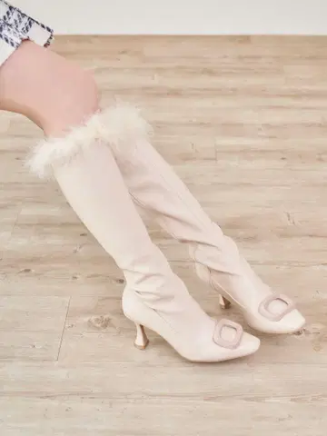 RoseMuse fur attach stretch long boots