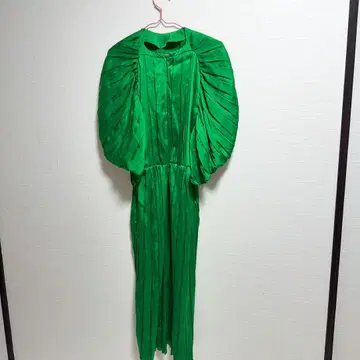 ZARA 자라 새틴 플리츠 롱 원피스 XS 그린