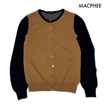 MACPHEE 맥피 긴팔 가디건 크루넥 소매 절개 카멜