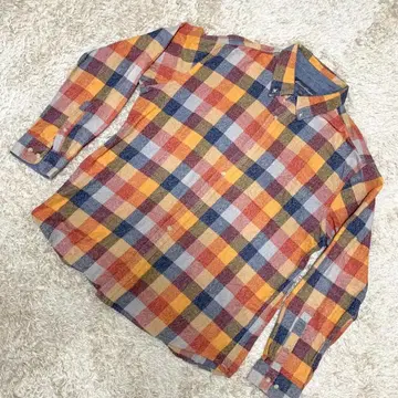 Eddie Bauer 남성용 L 체크 무늬 긴팔 셔츠 면 100%