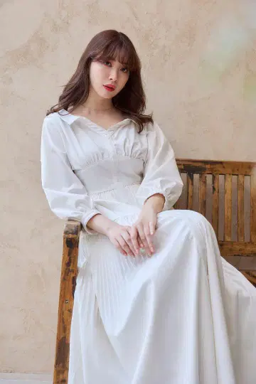 Herlipto Pleated Open Shirt Dress
