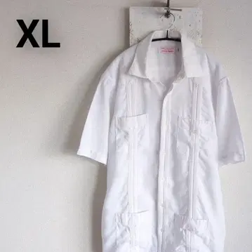 구제 크리스천 라가레스 반팔 쿠바 셔츠 화이트 린넨 셔츠 XL