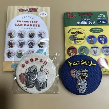 톰과 제리 자수 캔뱃지 데님 캔뱃지 태피 퍼니 레트로 새상품