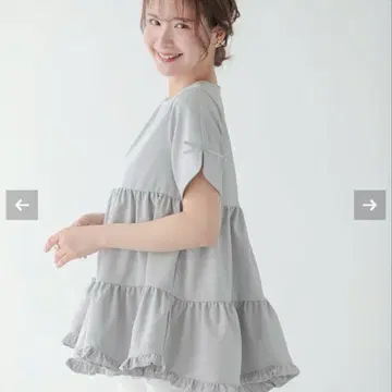 fitmore 슬릿 슬리브 밑단 프릴 티어드 반팔 상의!