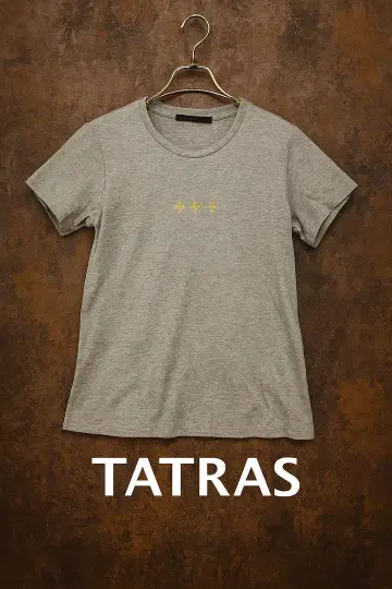 [미사용 새상품] TATRAS 그레이 T셔츠 골드 컬러 심플T 로고T