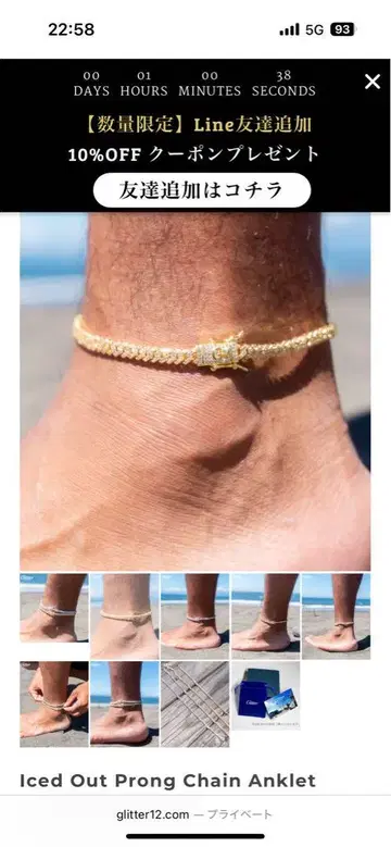 Iced Out Prong Chain Anklet