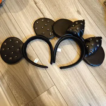 [ 당일 발송 ] 디즈니 미니, 미키 머리띠 세트 블랙 가죽 스톤
