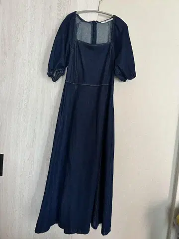 ZARA 2025 데님 퍼프 슬리브 롱 원피스