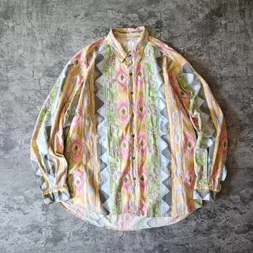 90s 네이티브 무늬 올 패턴 긴팔 셔츠