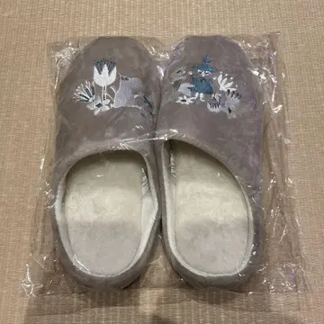 다카라지마샤 린넬 무민 자수 슬리퍼 그레이