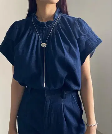 TUCK SHOULDER DENIM SET UP