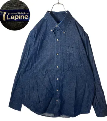레어 구제 의류 Lapine 라핀 인디고 블루 데님 셔츠 루즈한 사이즈