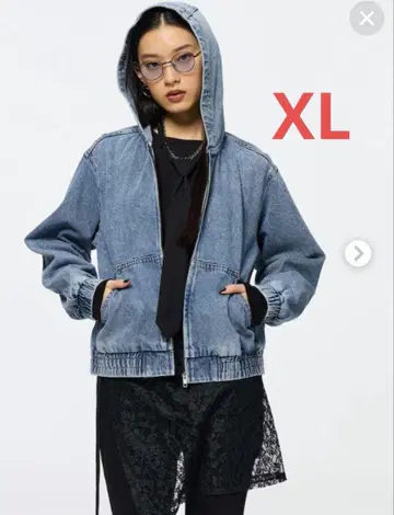 GU 데님 후디 블루종 XL 사이즈 데님 후드티