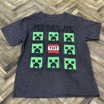 SC273 Minecraft 크리퍼 셔츠 S 사이즈 다크 그레이