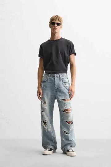 ZARA (36) 슈퍼 데미지 그라데이션 데님 팬츠