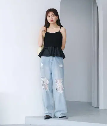 kastane 레이스 데님 팬츠 블루 사이즈 0