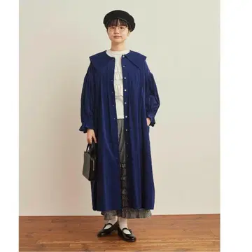 fig london 카라 부착 코듀로이 원피스