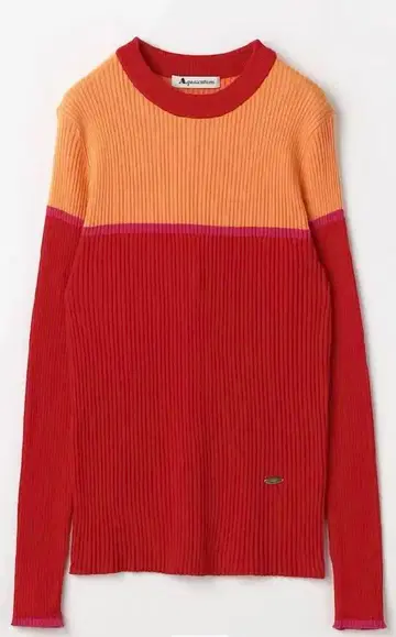 택 포함 새상품 Aquscutum 아쿠아 스큐텀 바이컬러 리브 니트