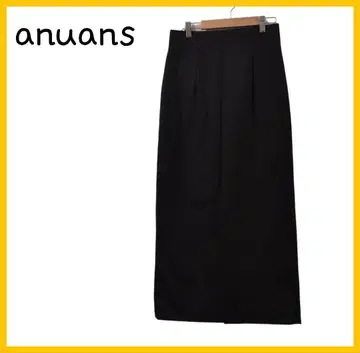 [ 새상품급 ] anuans 울 블렌드 슬릿 롱 스커트 M 네이비