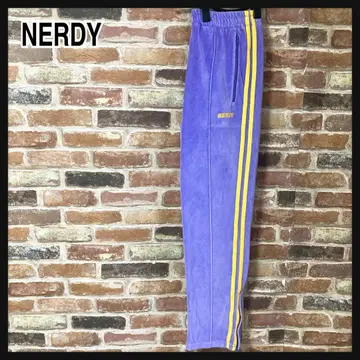 [ 인기 ] NERDY 널디 트랙 팬츠 벨로아 팬츠 자수 로고 퍼플