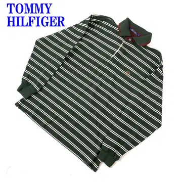 타미힐피거 긴팔 피케 셔츠 카키 코튼 100% M C4138