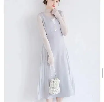 토코 클로젯 펄 장식 사이드 플리츠 절개 오버롤 스커트