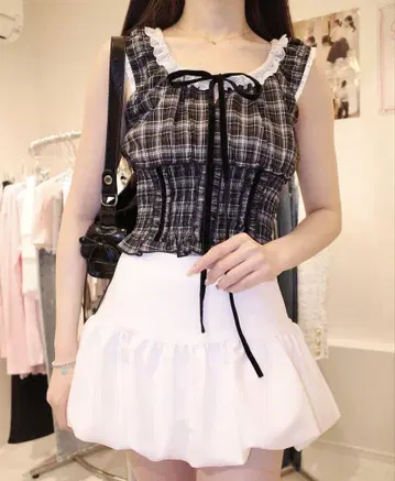 rouge by pomme cotton lace plaid tops