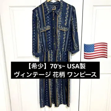 [레어] 70s~ USA제 빈티지 꽃무늬 원피스