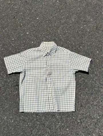 90s 00s 크롭 체크 셔츠 시어서커 박스 cityboy