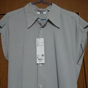 유니클로 코튼 셔츠 원피스 슬리브리스 라이트 그레이 (M 사이즈)