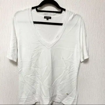 0258 ESCADA V넥 반팔 스웨터 L 사이즈