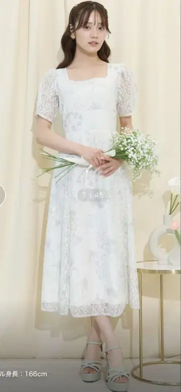 택 포함 새상품 윌 셀렉션 뉴앙스 플라워 레이스 프린트 원피스 화이트