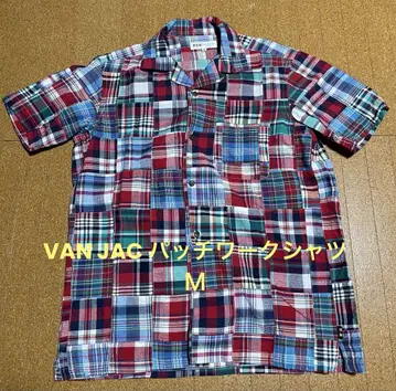 [ 새상품급 ] VAN JAC 패치워크 오픈 카라 셔츠 마드라스 체크