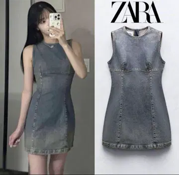 ZARA 데님 슬리브리스 미니 원피스 S사이즈
