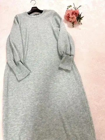 ZARA 성인 고급스러운 연한 그린 니트 롱 기장 원피스