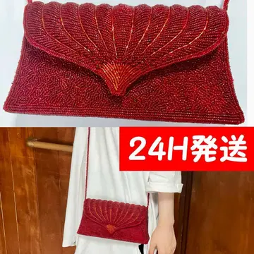 [ 새상품 ] 비즈 숄더백 빨간색 개성적. 파티백으로도