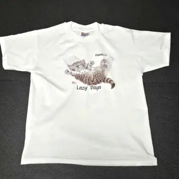 [여성용] Hanes 헤인즈 하와이 캣 티셔츠 L 사이즈
