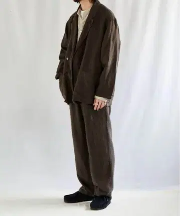 CONFECT 기모 린넨 더블 브레스트 셋업