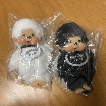 몽치치 봉제 인형 키링 2개 세트 (화이트 블랙)