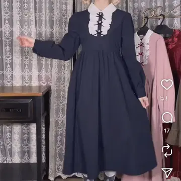 시마무라 호시나 사쿠라코 클래식 리본 원피스 네이비
