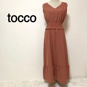 tocco 올드 로즈 컬러 슬리브리스 롱 원피스