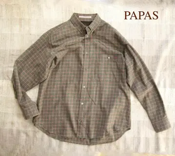 PAPAS 코튼 x 울 체크 무늬 플란넬 셔츠