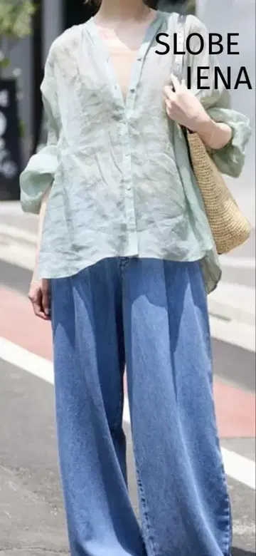 SLOBE IENA 라미 스키퍼 셔츠 그린