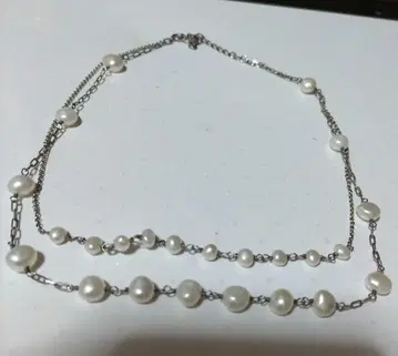 노제스 담수 펄과 실버의 2단 목걸이