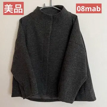 새상품급 08mab 울 혼방 스탠드 옷깃 숏코트 차콜