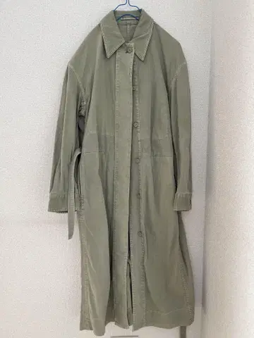 UNIQLO 유니클로 올리브 그린 롱 코트 허리 벨트 포함