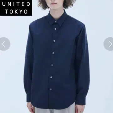 UNITED TOKYO 코튼 더블 페이스 긴팔 셔츠 네이비