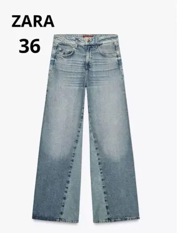 ZARA 이번 시즌 와이드 레그 미드 라이즈 사이드 심 데님