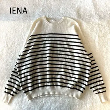IENA 이에나 울 니트 긴팔 보더 빅 실루엣 돌먼 볼륨 소매
